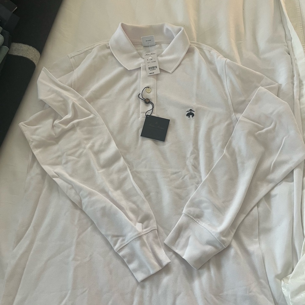 Brooks Brothers White Long Sleeve Polo Shirt